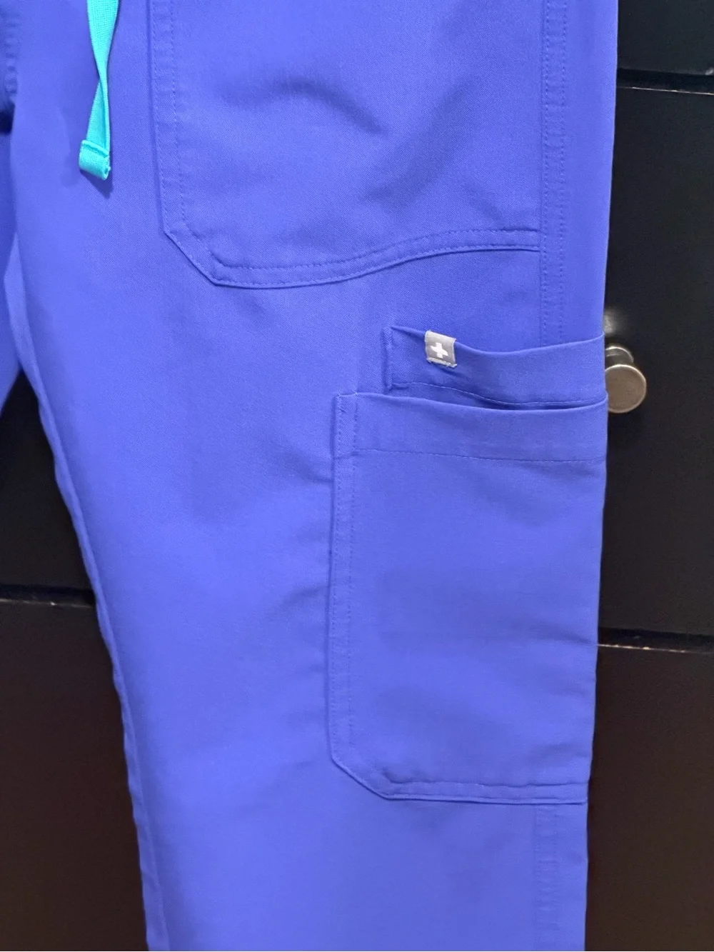 Men's Blue Cargo Jogger Pants with Drawstring